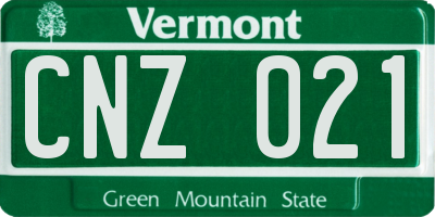 VT license plate CNZ021