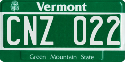VT license plate CNZ022
