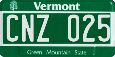 VT license plate CNZ025