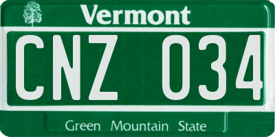 VT license plate CNZ034