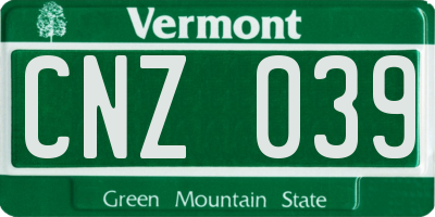 VT license plate CNZ039