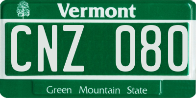 VT license plate CNZ080