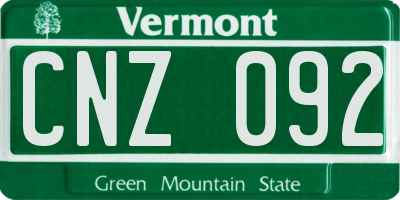 VT license plate CNZ092