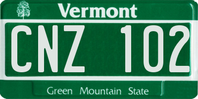 VT license plate CNZ102
