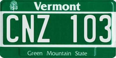 VT license plate CNZ103