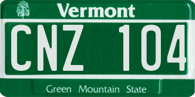 VT license plate CNZ104