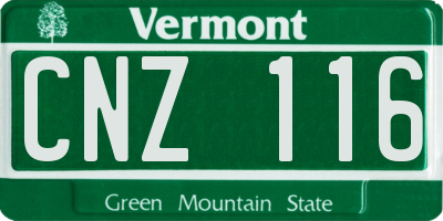 VT license plate CNZ116
