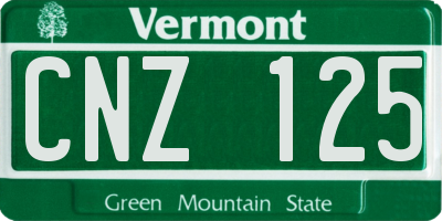 VT license plate CNZ125