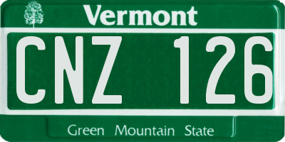 VT license plate CNZ126