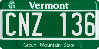 VT license plate CNZ136