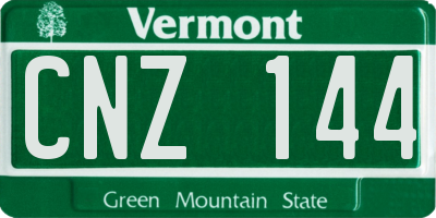 VT license plate CNZ144