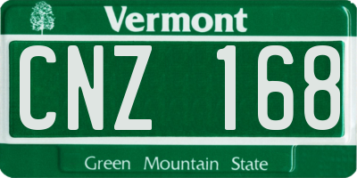 VT license plate CNZ168