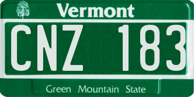 VT license plate CNZ183