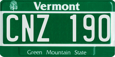 VT license plate CNZ190