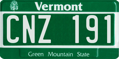 VT license plate CNZ191