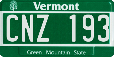 VT license plate CNZ193