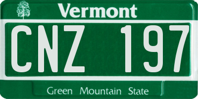 VT license plate CNZ197
