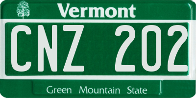 VT license plate CNZ202