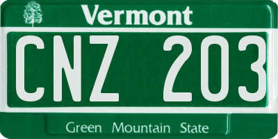 VT license plate CNZ203