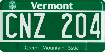 VT license plate CNZ204