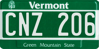 VT license plate CNZ206