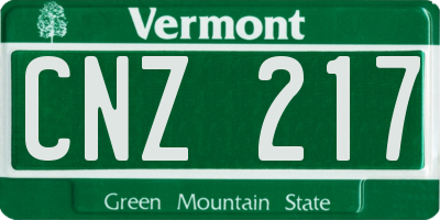 VT license plate CNZ217