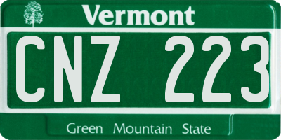VT license plate CNZ223