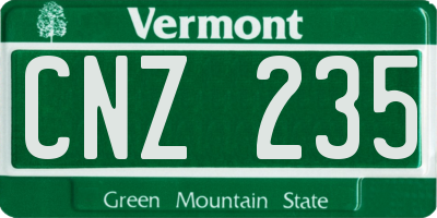 VT license plate CNZ235