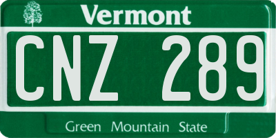 VT license plate CNZ289