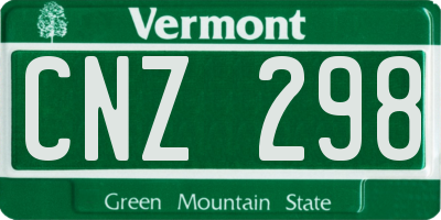 VT license plate CNZ298