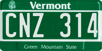 VT license plate CNZ314