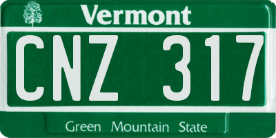 VT license plate CNZ317
