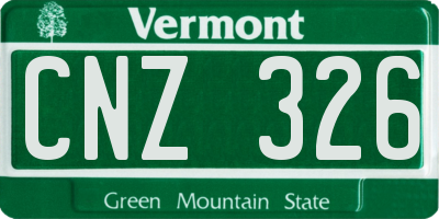 VT license plate CNZ326