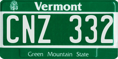 VT license plate CNZ332