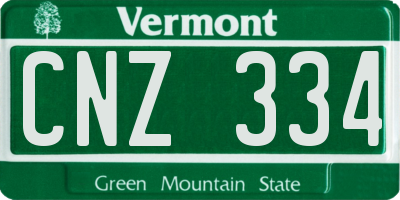 VT license plate CNZ334