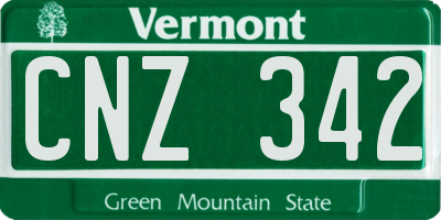VT license plate CNZ342