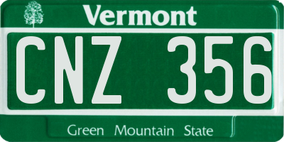 VT license plate CNZ356