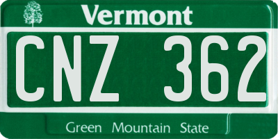 VT license plate CNZ362