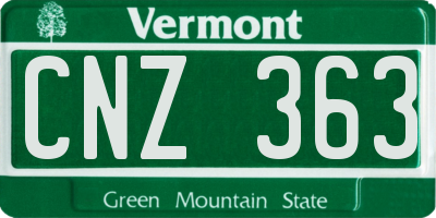 VT license plate CNZ363