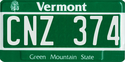 VT license plate CNZ374