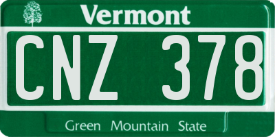 VT license plate CNZ378