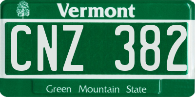 VT license plate CNZ382