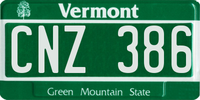 VT license plate CNZ386
