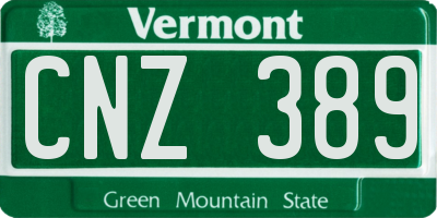 VT license plate CNZ389