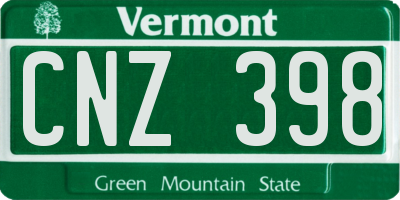 VT license plate CNZ398