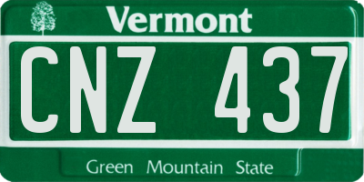 VT license plate CNZ437
