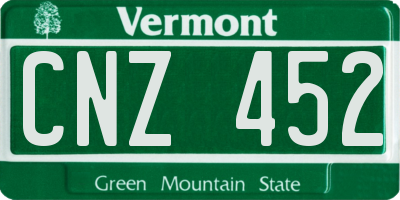 VT license plate CNZ452