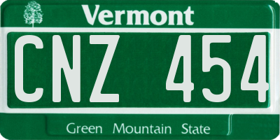VT license plate CNZ454