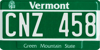 VT license plate CNZ458