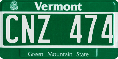 VT license plate CNZ474